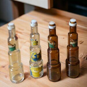VINTAGE Mini Tiered Glass Liquor Bottles Collectible 6" Set of 4